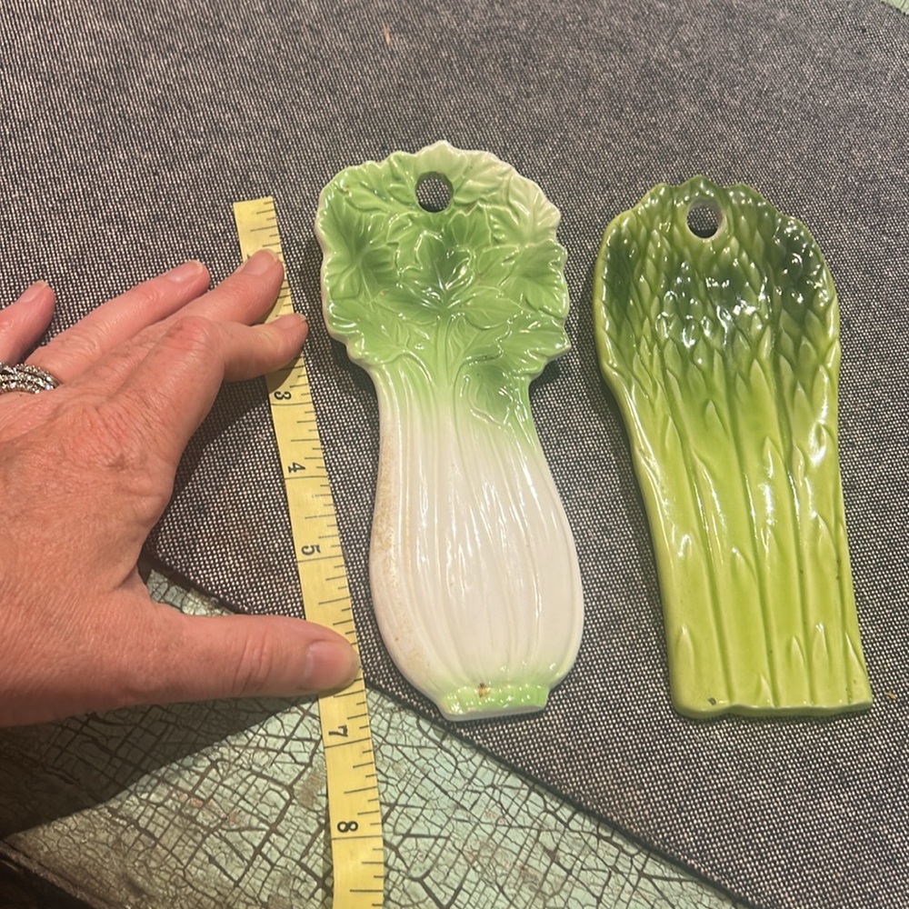 VINTAGE 1950S LEFTON ASPARAGUS and CELERY  FIGURAL SPOON RESTS - Picture 4 of 4